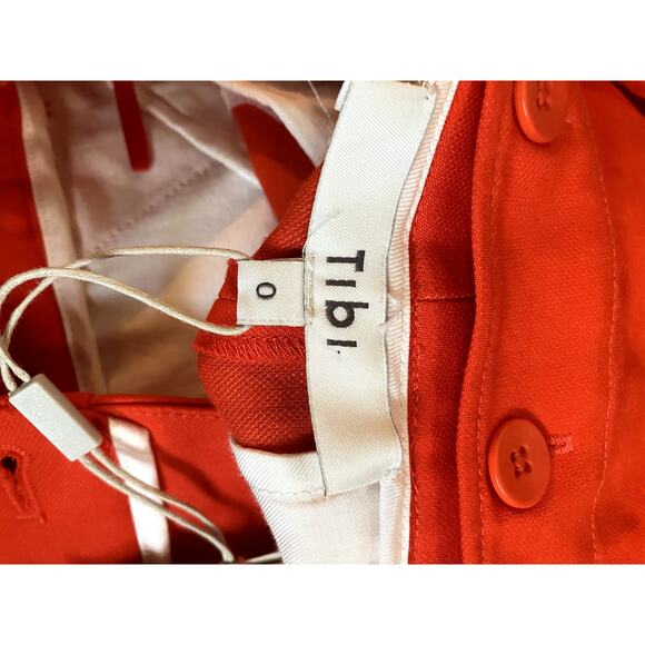 Revolve TIBI Linen Blend Mini Skirt w Optional Waist Tie Size 0 Poppy Color NWT - Picture 5 of 8